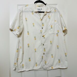 Goodfellow & Co Pineapple Print Casual Shirt - Cream Size XL
